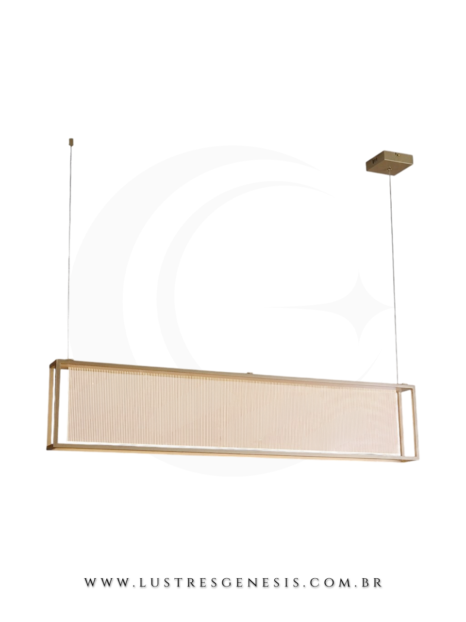 Lustre pendente moderno de LED dourado Catta 120cm, com design ondulado, ideal para sala de jantar, escritórios, apartamentos e sala de estar.